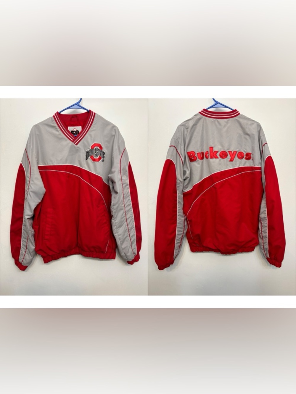 58 Sports Ohio State University Buckeyes Scarlett&Gray Pullover Jacket Men Med